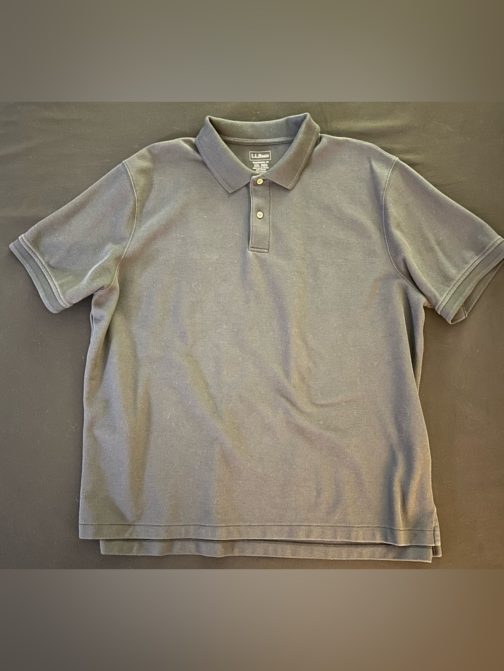 LL Bean Polo Shirt Mens XXL Black Short Sleeve Cotton Traditional Fit Solid